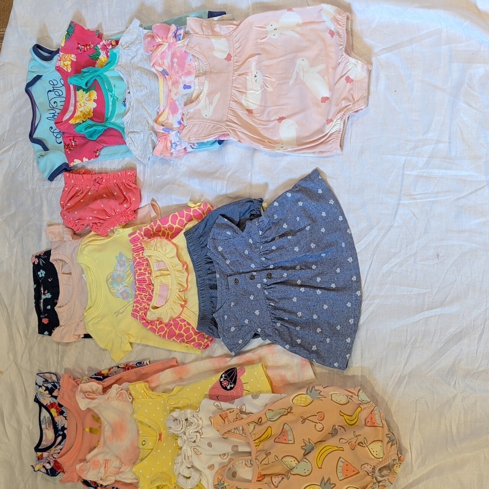 Baby Girl 3-6 Mo. Summer Bundle (20 PCs) W Easter Bunny themed 1-piece